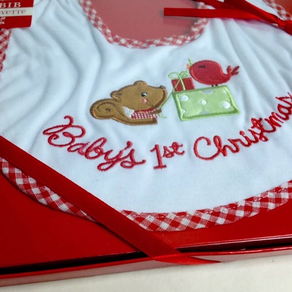 Baby’s First 1st Christmas Bib Gift Boxed Hallmark - Picture 2 of 4